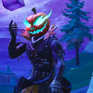 an animated character standing in front of a purple sky with trees and mountains behind him Halloween Fortnite Fortnite Raptors, Raptor Fortnite Skin, Raptor Fortnite, dark slate blue