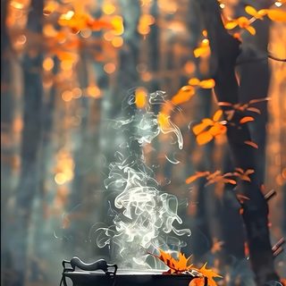 Autumn Magic Wallpaper, Witchy Halloween Background, Autumn Scenery, Gallery Artwork, October Wallpaper, Autumn Magic Aesthetic, Samhain Backgrounds, Samhain, Mabon Phone Wallpaper Halloween Witch Cauldron Autumn Magic, Witchy Halloween Background, Autumn Scenery, Gallery Artwork, dim gray