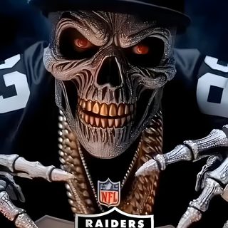 a skull wearing a oakland football helmet and holding his hands up in front of him Raiders Halloween Popular Videos, Nfl, black