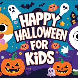 happy halloween for kids with cartoon characters and pumpkins Baby Shark Halloween Songs, Baby Shark, Nursery Rhymes, Pinkfong Hogi Halloween, Music For Kids, dim gray
