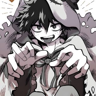 an anime character is sitting down with his hands on his chest Izuku Midoriya Izuku Midoriya Halloween Deku Anime, Deku Boku No Hero, Bakugou Manga, Villain Deku, dark gray