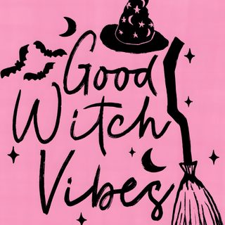 good witch vibes written in black on a pink background with a broom and stars Pink Halloween Words Custom Witch Please Fleur, Witch Please, Iphone, Good Witches,