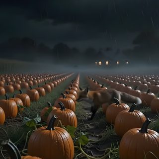 a field full of pumpkins under a dark sky Halloween Farm black