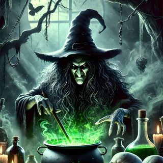 a wizard stirring a pot with green liquid Halloween Witch Cauldron Halloween Art, Fantasy Pictures, Halloween Deco, dark slate gray