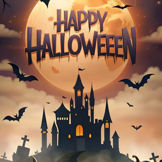 a halloween poster with pumpkins in front of a castle Happy Halloween Spirit Halloween Happy Halloween Scary, Happy Halloween Hd, Happy Halloween Images, dim gray