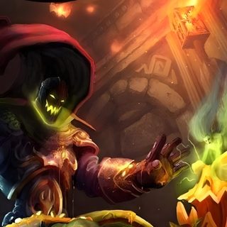 an image of a woman holding a pumpkin in front of a clock with lights on it World Of Warcraft Halloween Warcraft Fall, Headless Horseman Warcraft, World Of Warcraft Undead, saddle brown