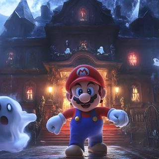 an image of mario in front of some ghost Halloween Mario Hd Designs, Computer Desktop, Ghost Cartoon, Best Games, Desktop, Cartoon Styles,