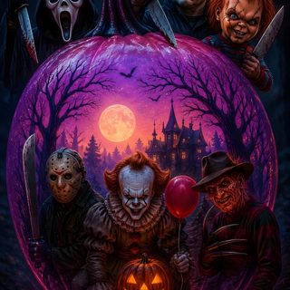 a group of people sitting on top of a pumpkin in front of a full moon Halloween 5 Horror Pictures, Dark Disney Art, Halloween Arts And Crafts, Dark Disney, Halloween Iphone, black