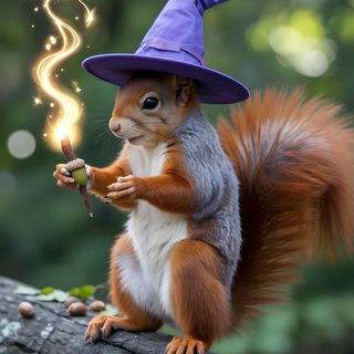 a squirrel with a purple hat on its head is holding an acorn in its paws Squirrel Halloween Squirrel Pictures, Squirrel Girl, Squirrel Funny, Good Morning Animation, dark olive green