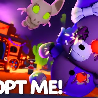 an animated video game with the words adopt me Adopt Me Halloween Moon Bear, Halloween Event, I, Adoption, Halloween, purple