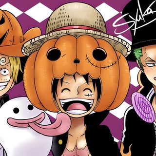 three anime characters with pumpkins on their heads One Piece Halloween 4k One Piece Halloween Png, One Piece Halloween, Disney Characters, One Piece, indian red