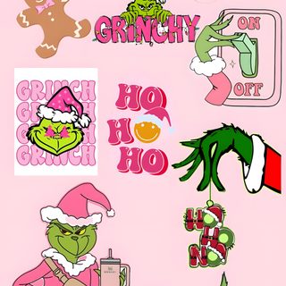 the grinch stickers are all different colors Halloween Grinch misty rose