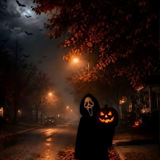 a person wearing a mask and holding a jack - o'- lantern in the dark Halloween Movie Themed Vintage Halloween Iphone, Ghost Aesthetic, Halloween Backgrounds Aesthetic, black