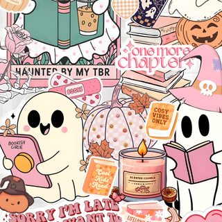 a bunch of stickers that are on top of each other in the shape of a book Pink Halloween Collage Custom Kindle Case, Kindle Book Cover, Cute Home Screens, Cute Home Screen,
