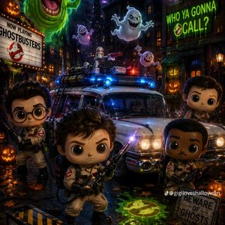 the movie poster for halloween with ghostbuss and jack - o'- lanterns Ghostbusters Halloween
