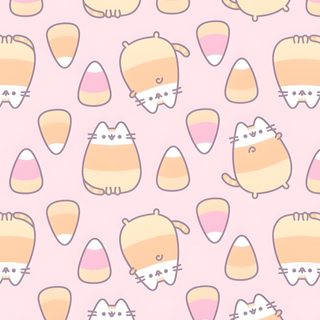 a pink background with many cats on it Halloween Cutecore Cute Home Screens, Diseños Del Fondo De Pantalla, Halloween Pusheen, Pusheen Cat, linen