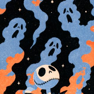 an image of jack skellingy from the nightmare before it was dark and blue Halloween Jack dark olive green