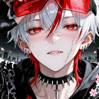 an anime character with white hair wearing red goggles and holding his hand on his head Halloween Anime Boy Anime Art, Anime Boy, Cute Cat, Cute Anime Guys, Goth Boy, Anime Guys, dim gray