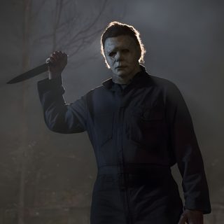 a man holding a knife in the dark Michel Myers Halloween Iphone dark slate gray