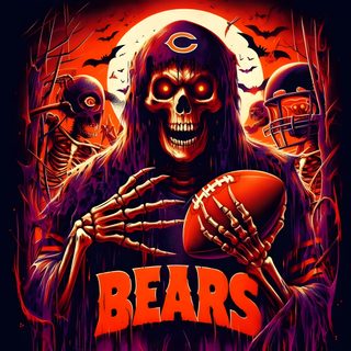 an image of a skeleton holding a football Chicago Bears Halloween Nfl Game Graphics, Nfl Sublimation Designs, Cool Nfl Bears, maroon