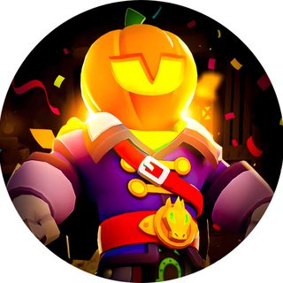 an image of a cartoon character with confetti on his head and pumpkin in the background Halloween Pumpkin Brawl Custom Brawl Stars Profile, Brawl Stars Tiktok Pfp, Brawl Stars Pp, chocolate
