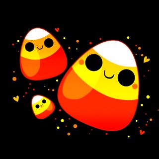 two orange and yellow rocks with faces on them, surrounded by confetti sprinkles Candy Corn Halloween Fall Doodle Black Cute Candy Corn, Candy Corn Black, Candy Corn Black Background,