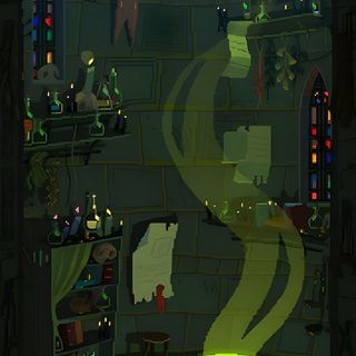 a room filled with lots of furniture and lights Halloween Pixel Art Gif Wizards Lair, Pixel Art Cauldron, Witch Lair, Witches Lair, Cauldron Pixel Art, black