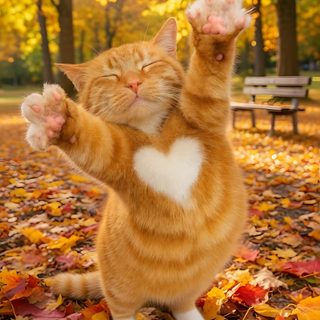 an orange and white cat standing on it's hind legs in the fall leaves Orange Cat Halloween Cute Animals, Animaux Mignons, Sleepy Kitten, Cute Cats, Fall Cat, Autumn Cat, chocolate