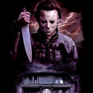 a movie poster for halloween with a person holding a knife in front of a house Halloween 1978 Michael Myers Halloween Movie 1978, Halloween 1978 Poster, Halloween Cover Photos, black