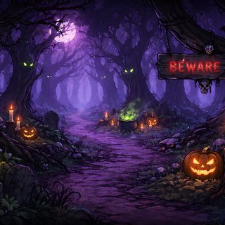 an animated halloween scene with pumpkins and jack - o'- lanternes in the woods Halloween Village For Pc Halloween Village, Ipad, Trick Or Treat, Halloween, black