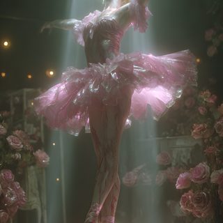 a ballerina is standing in the middle of a stage with flowers all around her Halloween Ballerina Ballet Skeleton, Haunted Ballerina Costume, Vampire Ballerina, Book Girl, dark slate gray