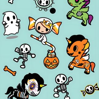 an image of cartoon characters with different expressions on the same wallpaper, but in color Tokidoki Halloween Toki Doki Iphone, Lisa Frank Halloween, Tokidoki Skeleton, Tokidoki Iphone, light blue