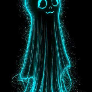 an image of a glowing ghost with eyes Glow In The Dark Halloween Glowing Ghost, Blue Ghost, Neon Ghost Drawing, Blue Ghost Cartoon, black