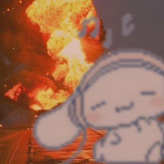 a drawing of a teddy bear sitting in front of a fire Cinnamoroll Halloween Gif Cartoon Explosion Background, Creative Cartoon Art Ideas, Cute Cartoon Character With Explosion, sienna