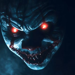 an evil clown with red eyes and blood on it's face in the dark Scary Halloween Background For Mac Scary For Laptop, Pc Horror, Scary For Pc, Horror Pc Backgrounds, black