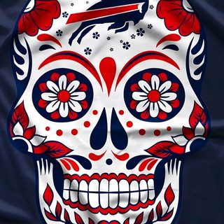 a skull with red and blue flowers on it Buffalo Bills Halloween Buffalo Bills Face Paint, Buffalo Bills Tattoo, Buffalo Bills Tattoo Ideas, dark slate gray