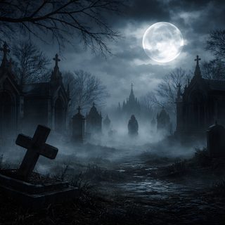 a creepy graveyard at night with the moon in the sky Halloween Graveyard Graveyard Landscape, Grave Yard Background, Night Graveyard Background, black