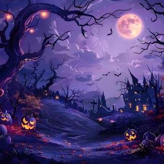 a halloween scene with pumpkins on the ground Halloween Party Halloween Spooky, Halloween Landscape Background, Halloween 4k, midnight blue