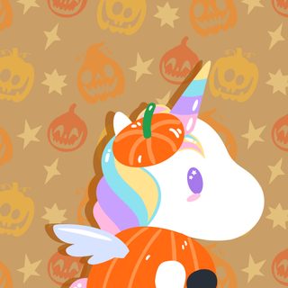 an orange unicorn with a pumpkin on it's head is surrounded by stars and pumpkins Halloween Unicorn Fall Unicorn, Unicorn Skeleton Background Hd, Zombie Unicorn, Halloween Unicorn, dark khaki