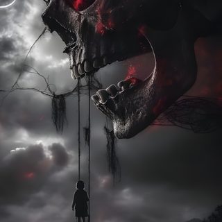a man standing on top of a stairway in front of a giant skull with red fire coming out of it Halloween Skull Iphone Nightmare Skull, Gothic Backgrounds, Horror Scary Dark Aesthetic, Scary Dark, black