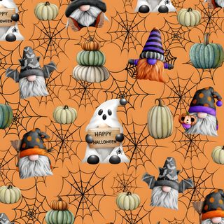 an orange background with lots of pumpkins and witches Gnome Halloween Gnome Background Aesthetic, Gnomes Background, Gnome Fall, Halloween Gnome Iphone, peru