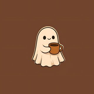 a cartoon ghost holding a cup of coffee Cute Brown Halloween Cute Autumn Aesthetic, Kawaii Disney, Funky Tattoos, Hobbies To Try,