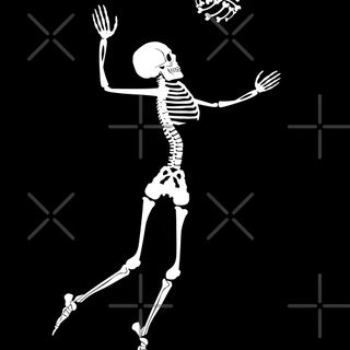 a skeleton playing with a ball on a black background Volleyball Halloween Skeleton Playing Soccer Illustration, Halloween Volleyball, Skeleton Playing Volleyball, black
