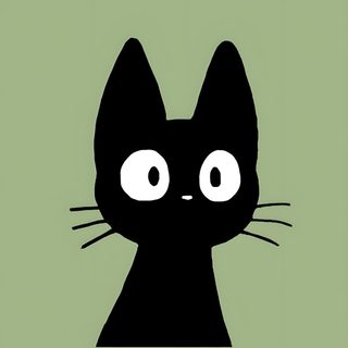 a black cat with big eyes on a green background Halloween Black Cat Green Jiji Poster, Jiji Cat Aesthetic, Jiji Cat Icon, Jiji Cat,