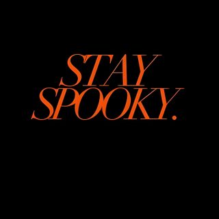 the title for stay spooky, written in orange and black on a black background Halloween Quote Halloween Quotes Aesthetic, Halloween Spooky Quotes, Spooky Movie Quotes, black