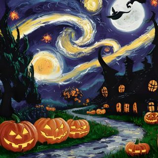 Happy Halloween! Van Gogh Starry Night Halloween Wallpaper, Halloween Celebration, Starry Night Halloween Pumpkin, Pumpkin Painting Starry Night, Starry Night, Halloween Halloween Starry Night Van Gogh Starry Night Halloween, Halloween Celebration, Starry Night Halloween Pumpkin, dark slate gray