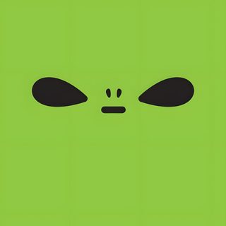 an alien face on a green background with black eyes and two oval holes in the middle Alien Halloween Alian, Cool Alien Pfp, Cute Alien Background, Alien Bg, Alien Profile, yellow green