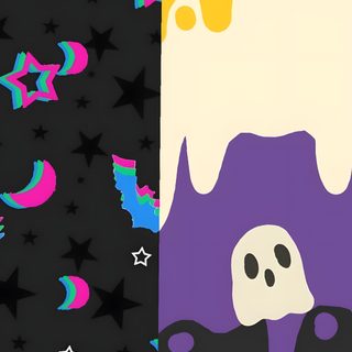 two different halloween themed wallpapers one with a ghost and the other with a cat Halloween Pride dark slate gray