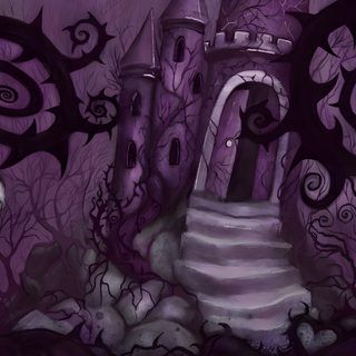 an illustration of a castle in the woods Purple Halloween Ipad Aesthetic Dark For Laptop, Ominous Castle, Purple Background Spooky Art, dark slate gray