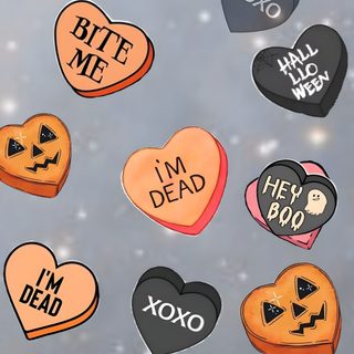 some heart shaped cookies with words on them Halloween Conversation Hearts Cute For Phone, Phone, Valentines, dark gray